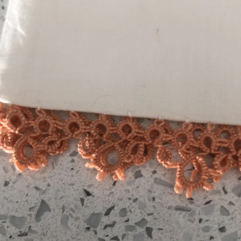 2 Vintage  white pillow cases with peach crochet trim